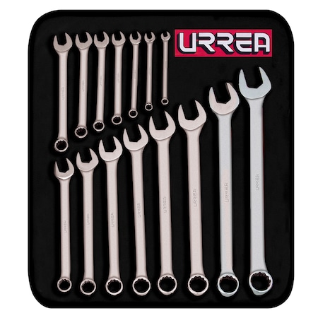 Urrea Satin finish 12pt combination wrench set 15pc 1200FMA